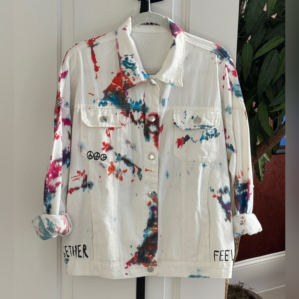 *NWOT* - WREN & GLORY COLORFUL SPLATTER DENIM JACKET
